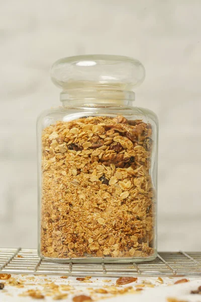 Healthy Easy Homemade Granola Jar Serie Photos — Stock Photo, Image