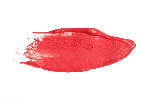 Rossetto Rosso Sbavato Isolato Sfondo Bianco — Foto Stock