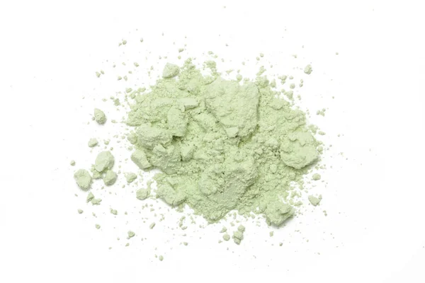 Grüne Kosmetik Oder Make Puderprobe Isoliert Auf Weiß — Stockfoto