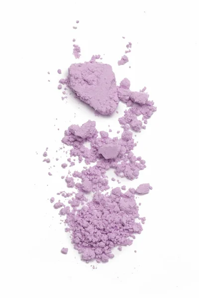 Cosmétique Violet Échantillons Poudre Maquillage Isolés Sur Blanc — Photo