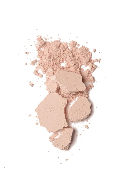 Beige cosmetic or make up powder isolated on white.