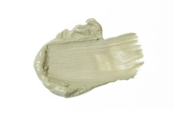 Natuurlijke Cosmetische Gezicht Modder Monster Geïsoleerd Wit Huidklei Smeren Close — Stockfoto