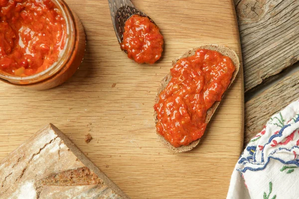 Hortalizas Asadas Untadas Con Pan Concepto Comida Casera —  Fotos de Stock