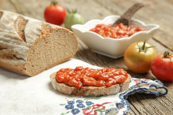Roasted Vegetable Spread Bread Homemade Food Concept — Stock Photo, Image