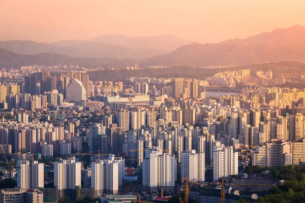 Seoul City Bei Sonnenuntergang Der Innenstadt Von Seoul Südkorea — Stockfoto