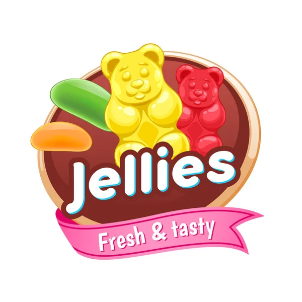 Jelly sweets colorful poster or badge. Stock Illustration