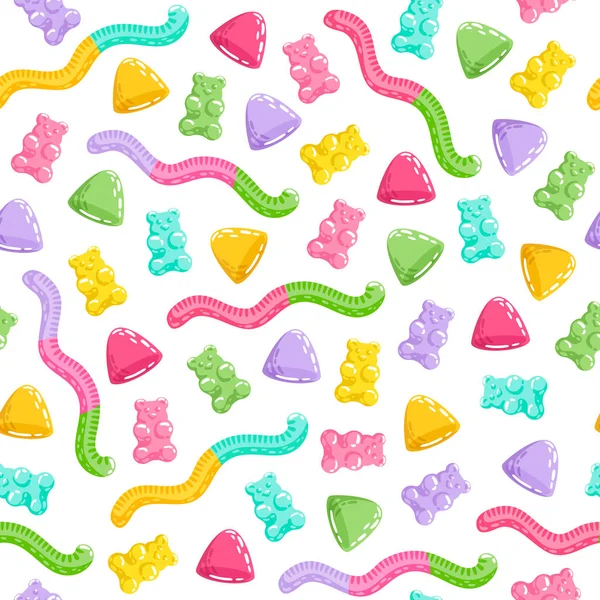 Gummy bears and jelly worms seamless pattern. Royalty Free Stock Vectors