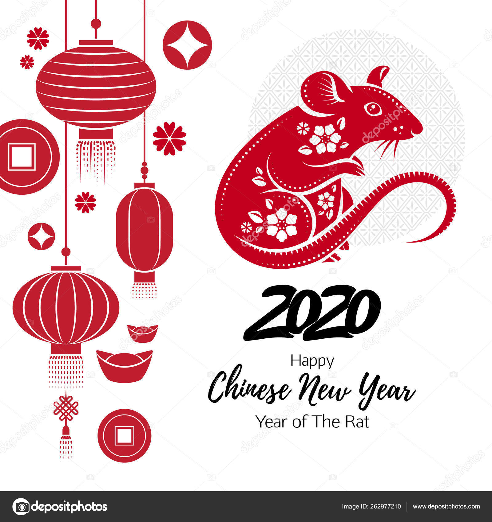 2020 Happy Chinese new year background with Rat. — Stock