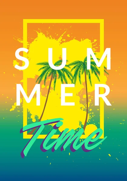 Summer California Tumblr Backgrounds Set Palms Sky Sunset Summer Placard — Stock Vector