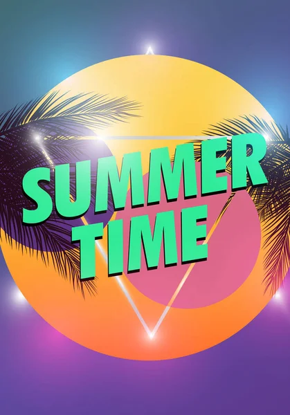 Summer Time Beach Party Flyer Colori Tendenza 2018 Progettazione Vettoriale — Vettoriale Stock