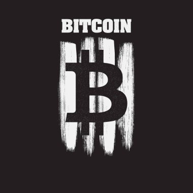 Bitcoin vintage t-shirt tipografi. Vektör çizim. EPS 10