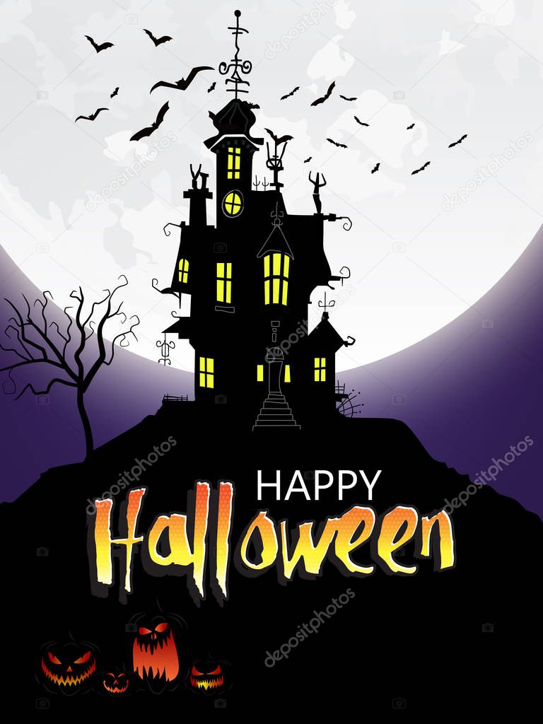 Halloween Sale vector banner with lettering and detailed engraving background. Pumpkin, witch hat, skull, cat hand drawn elements. Great for voucher, offer, coupon, holiday sale.