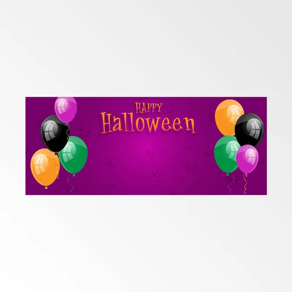 Halloween Horizontal Banner Com Decoração Guirlandas Balão Ilustração Vetorial Decoração — Vetor de Stock