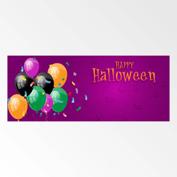 Halloween Horizontal Banner Com Decoração Guirlandas Balão Ilustração Vetorial Decoração — Vetor de Stock