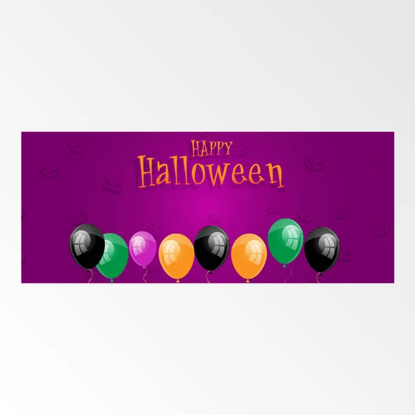 Halloween Horizontale Banner Met Ballon Slingers Decoraties Vectorillustratie Party Decoratie — Stockvector