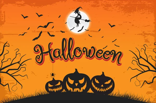 Halloween Venta Banner Vectorial Con Letras Fondo Grabado Detallado Calabaza — Archivo Imágenes Vectoriales