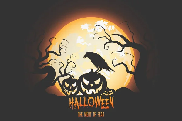 Halloween Sprzedaży Wektor Banner Napisem Szczegółowe Grawerowanie Tła Dynia Crow — Wektor stockowy