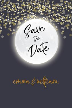 yıldız ve moon.love tarihi kaydetmek için ay ve arka. Modern hat vektör. EPS 10. vektör çizim