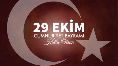 Türk Ulusal Festivali. 29 Ekim Cumhuriyet Bayrami. Çeviri: Mutlu Ekim 29 Cumhuriyet Bayramı. Türkiye'de ulusal günü. Sosyal medya veya baskı tasarımı için tipografik tasarım.