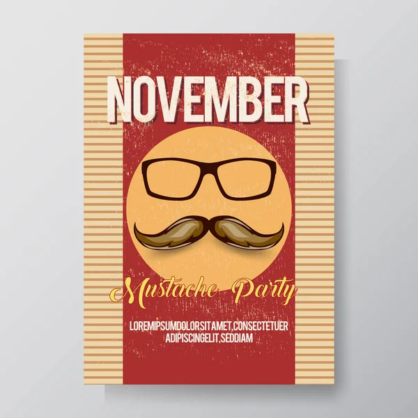 Mustache Dibujado Mano Ilustración Vector Texturizado Noviembre Diseño Del Mes — Archivo Imágenes Vectoriales