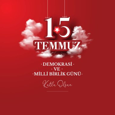 vektör illüstrasyon. Türk tatili . Türkçe'den Çeviri: Türkiye Demokrasi ve Milli Birlik Günü, 15 Temmuz gazileri ve şehitleri. Bir tatil ile