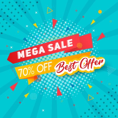 Satılık afiş ler için geometrik konsept tasarımı. Memphis tarzı indirim teklifi. Modern promosyon şablonu