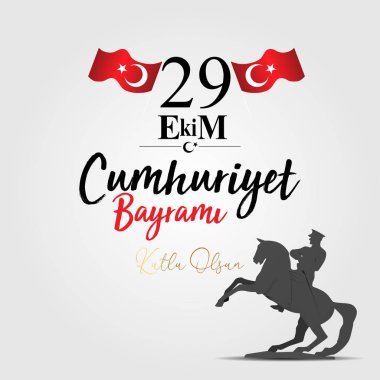 29 ekim Cumhuriyet Bayramı kutlu olsun, Cumhuriyet Bayramı Türkiye. Çeviri: 29 Ekim Cumhuriyet Bayramı, mutlu tatiller. Vektör çizimi
