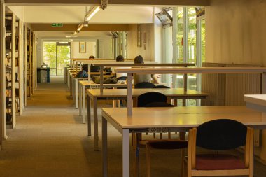 Lise ya da üniversite öğrencileri kütüphane eğitimi kavramlarında birlikte okuyorlar ve okuyorlar.