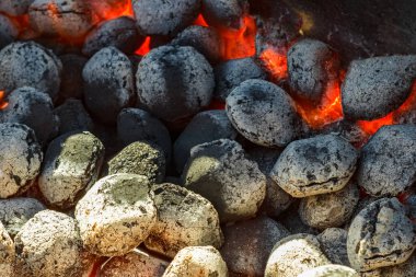 Yaz Partisi Grill'de kömürde ızgara sıcak alevli