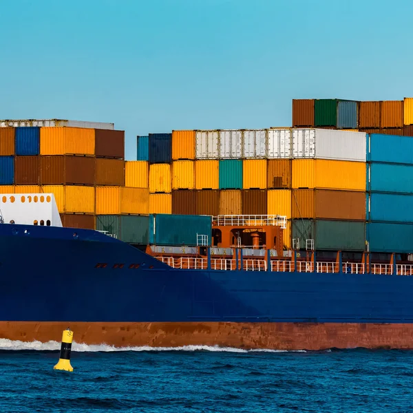 Buque Portacontenedores Azul Viaje Logística Transporte Mercancías — Foto de Stock