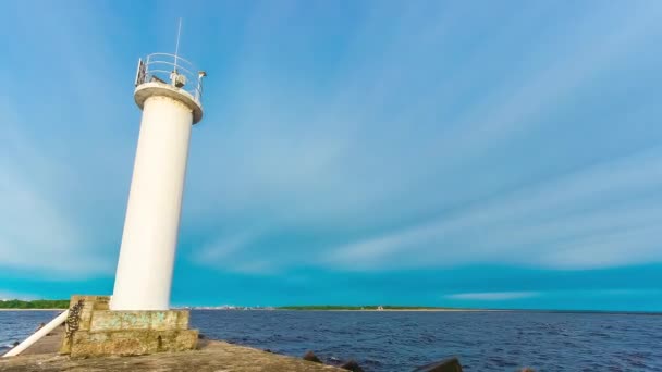 Golfbreker Dam Beweging Timelapse Een Stad Van Riga Letland Stenen — Stockvideo