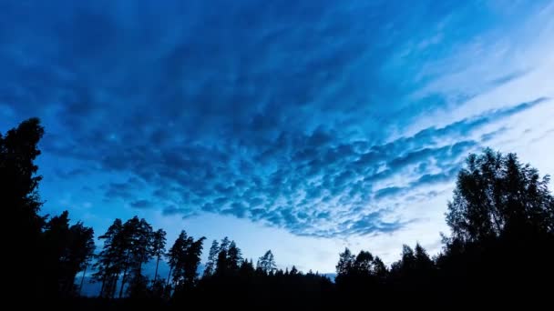 Noční Modrá Obloha Timelapse Panorama Hvězdami Mraky — Stock video