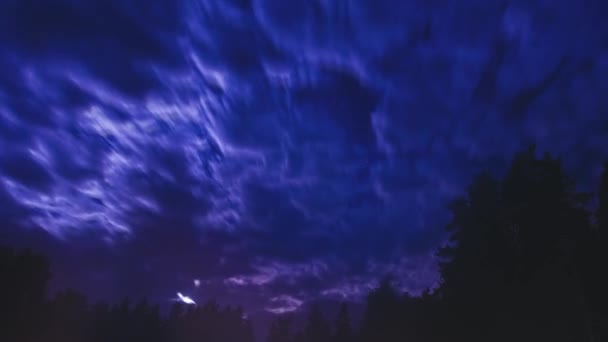 Noite Céu Azul Timelapse Panorama Com Estrelas Nuvens — Vídeo de Stock