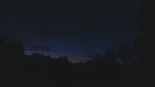 Noite Céu Azul Timelapse Panorama Com Estrelas Nuvens — Vídeo de Stock