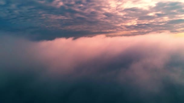 Widok Lotu Ptaka Chmury Niebo Drone Leci Bardzo Wysoki Wieczorne — Wideo stockowe