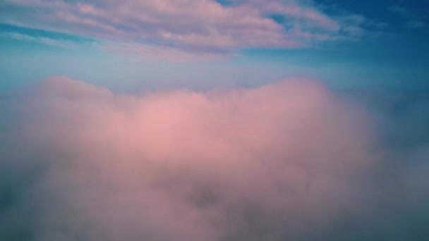 Aerial View Clouds Sky Drone Flies Very High Evening Sky — Stock Video