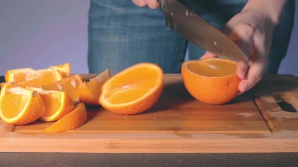 主婦カットビッグジュースオレンジ-ホーム — ストック動画