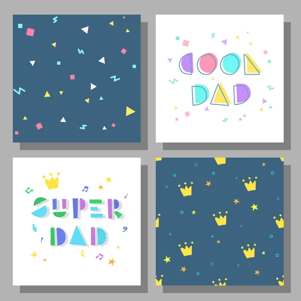 Collection of postcards and backgrounds for the father's day. Cool Dad, Super Dad.  Prints correspond to postcards in style.