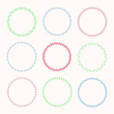 Vektör grafik daire kare topluluğu. Tasarım için çelenk
