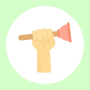 Çeşitli onarımlar için bir araç tutan bir el görüntüsü. Vektör çizim