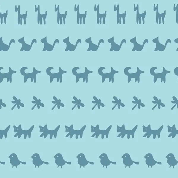 Безшовні Візерунки Ряди Милих Мультиплікаційних Тварин Домашніх Тварин Векторні Ілюстрації — стоковий вектор