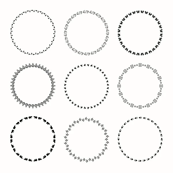 Coleção Quadros Círculo Gráfico Vetorial Grinaldas Para Design —  Vetores de Stock