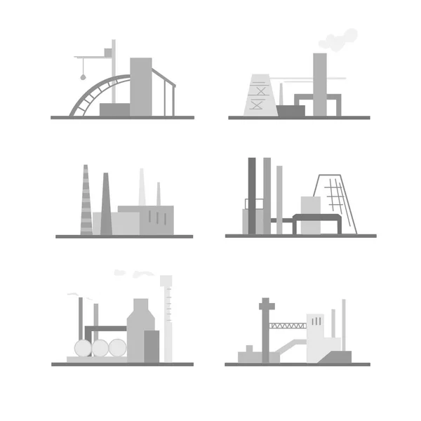 Imagens Edifícios Estruturas Industriais Conjunto Composições Sobre Tema Produção Adequado —  Vetores de Stock