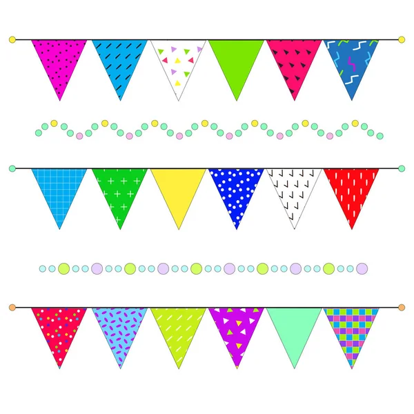 Trznadel Flagi Girlandy Jasne Tekstury Graficzne Dwóch Elementów Ozdobnych Dla — Wektor stockowy