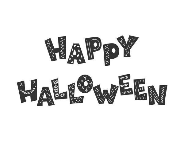 Pozdrowienie Napis Happy Halloween Jest Wykonane Stylu Cartoon Ozdobiony Jest — Wektor stockowy