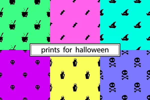 Colección Patrones Simples Para Halloween — Vector de stock