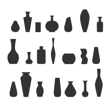 Çeşitli vazolar topluluğu. Vektör çizim. 