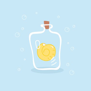 -Kabuk içine deniz öğesiyle boş şişeler. Büyük çocuk tasarım için ve sadece