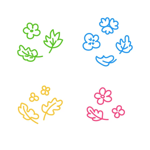 Collection Logos Avec Des Fleurs Logotypes Circulaires Linéaires Avec Feuilles — Image vectorielle