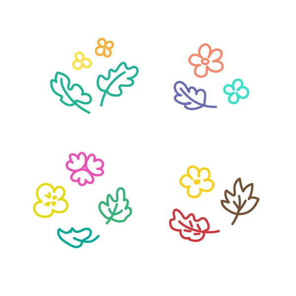 Colección Logos Con Flores Logotipos Circulares Lineales Con Hojas Flores — Archivo Imágenes Vectoriales